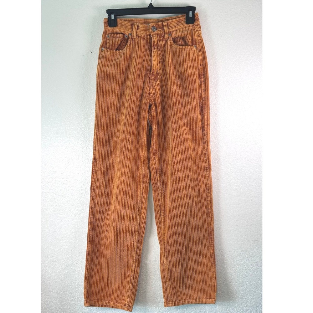 BDG Urban Outfitters High-Rise Baggy Streetwear Corduroy Pants Rust Orange SZ 26